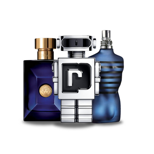 Zestaw 3 perfum Versace DYLAN BLUE, Paco Rabanne PHANTOM e Jean Paul Gaultier ULTRA MALE 100ml